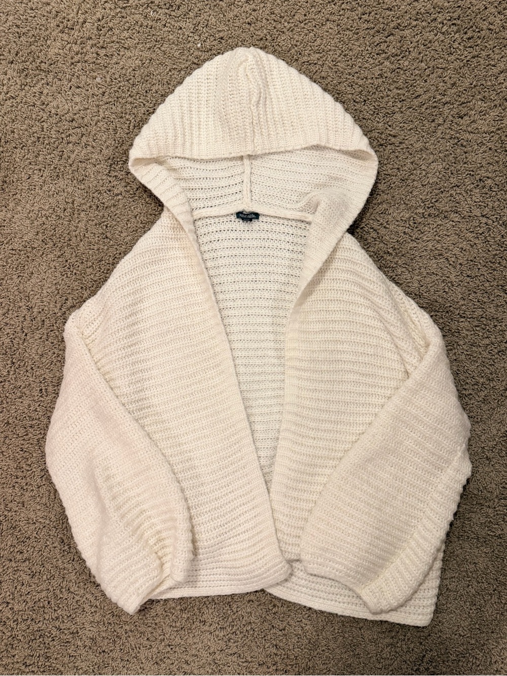 wild fable Cream Hooded Open-Front Knit Cardigan